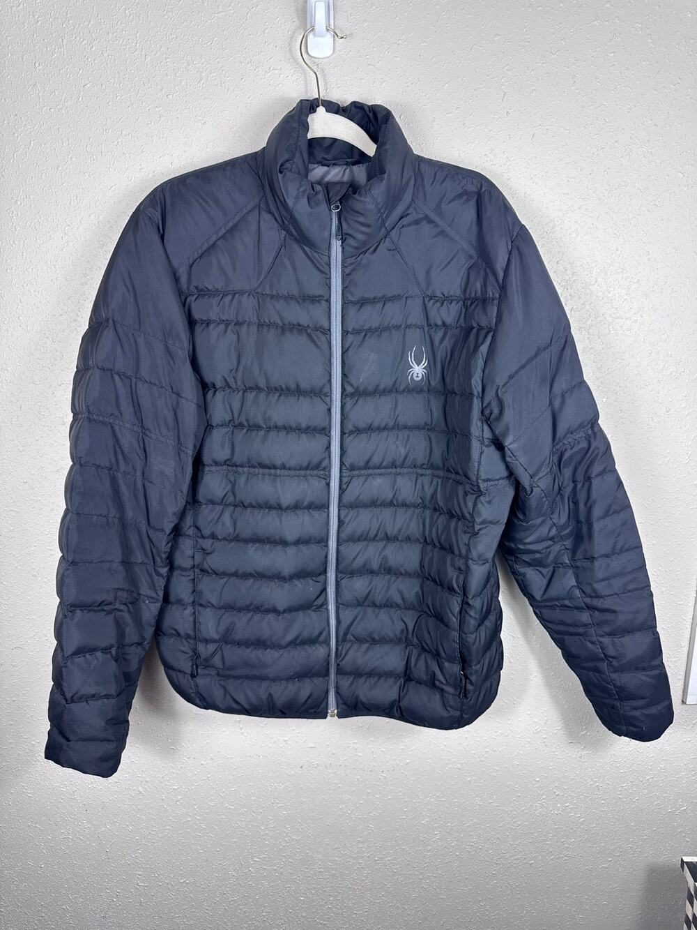 Spyder 100% Duck Down Black Puffer Jacket Mens Size Large